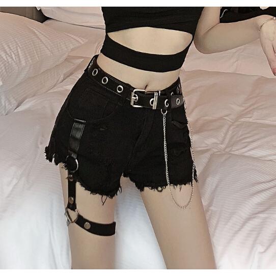 デニム ショートパンツ 韓国 ストリート K Pop Hiphop オルチャン ダンス 衣装 V系 ガーターベルト リング ダメージ 原宿系 ボトムス J 816 メール便ok J 816 Joyboxストリートショップ 通販 Yahoo ショッピング