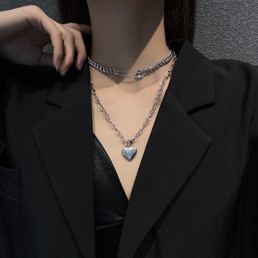 ハート 安全ピン ネックレス セット 韓国 ストリート K Pop 原宿系 Hiphop V系 オルチャン チョーカー 衣装 個性 アクセサリー Jw 362 メール便ok Jw 362 Joyboxストリートショップ 通販 Yahoo ショッピング