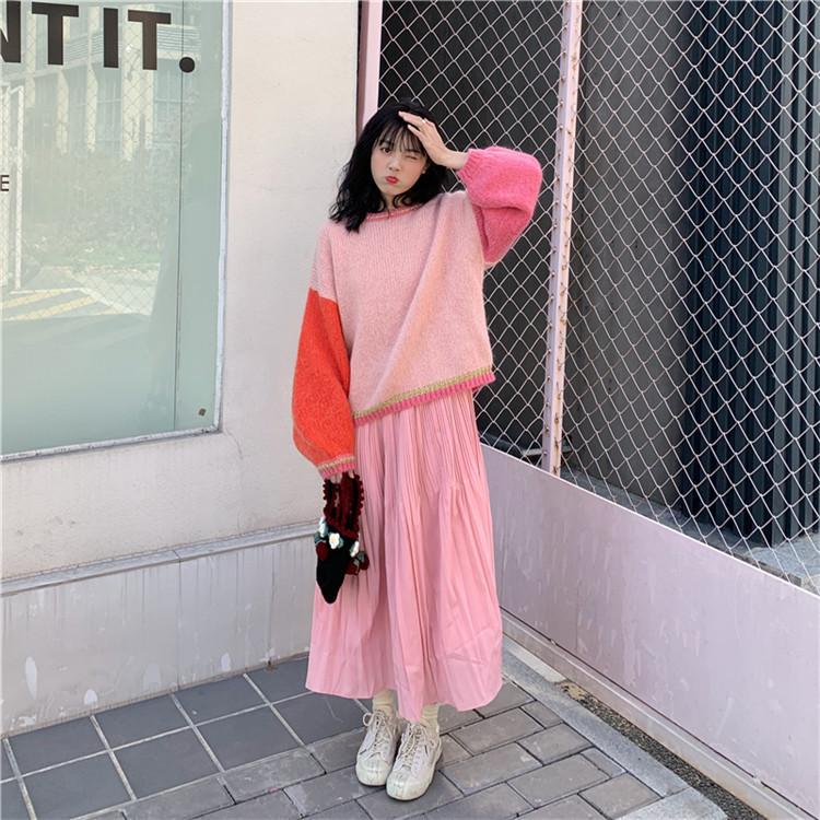 バイカラー セーター ニット レディース 韓国 可愛い オルチャン ストリート K Pop ガーリー 原宿系 長袖 トップス Ni 743 Ni 743 Joyboxストリートショップ 通販 Yahoo ショッピング