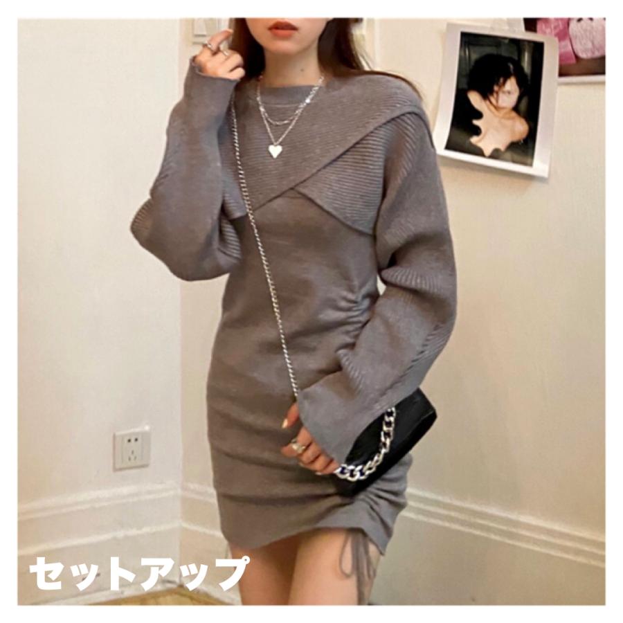 シャーリング ワンピース セット 韓国 オルチャン 重ね着 レイヤード ショート丈 セーター ストリート 原宿系 K Pop 長袖 トップス Ni 851 Ni 851 Joyboxストリートショップ 通販 Yahoo ショッピング