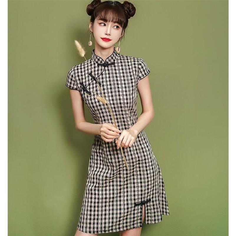 チャイナ ドレス ワンピース 韓国 オルチャン ストリート 半袖 ギンガムチェック柄 K Pop 黒 原宿系 可愛い パーティー 二次会 結婚式 仮装 コスプレ Op 1362 Op 1362 Joyboxストリートショップ 通販 Yahoo ショッピング