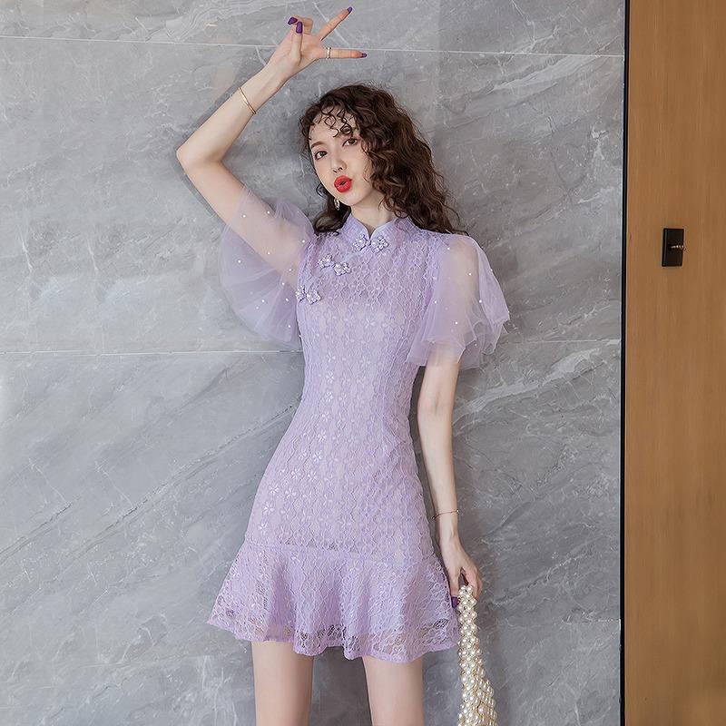 チャイナ ワンピース 韓国 オルチャン レース マーメイド 刺繍 シフォン 半袖 K Pop 原宿系 シースルー 可愛い Op 1369 メール便ok Op 1369 Joyboxストリートショップ 通販 Yahoo ショッピング