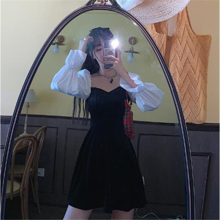 背中あき ワンピース 韓国 オルチャン ストリート 原宿系 K Pop 長袖 編み上げ ロリィタ 可愛い ガーリー 切替 コルセット Op 1440 メール便ok Op 1440 Joyboxストリートショップ 通販 Yahoo ショッピング