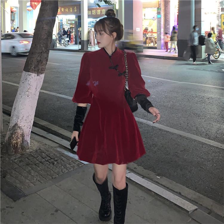 チャイナ ワンピース パフスリーブ 韓国 オルチャン ストリート 長袖 原宿系 ミニ ショート丈 V系 個性 派手 中国 K Pop Op 1542 Op 1542 Joyboxストリートショップ 通販 Yahoo ショッピング