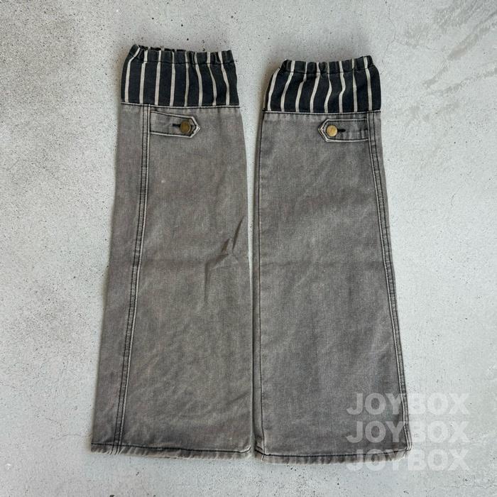 デニム ミニスカート レッグカバー セット ストライプ柄 リメイク風