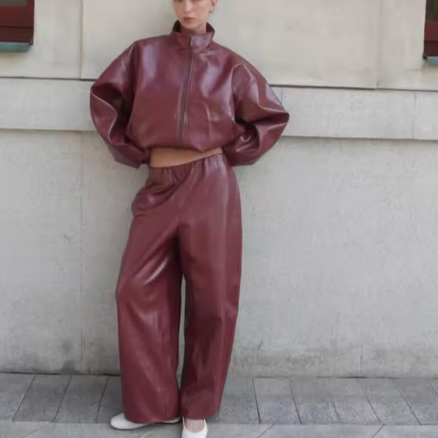 レザー セットアップ パンツ スカート ジャケット 韓国 海外