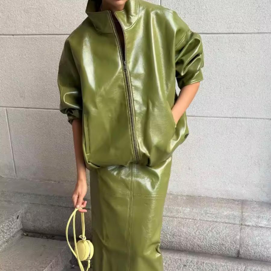 レザー セットアップ パンツ スカート ジャケット 韓国 海外