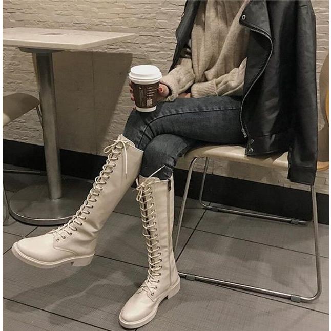 ロング ブーツ 韓国 オルチャン ストリート 編み上げ ローヒール ジョッキー 靴 シューズ レースアップ K Pop 原宿系 きれいめ レディース Sho 681 Sho 681 Joyboxストリートショップ 通販 Yahoo ショッピング