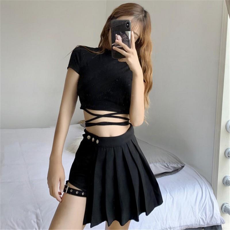 プリーツ ミニ スカート ガーター ベルト ショート パンツ 韓国