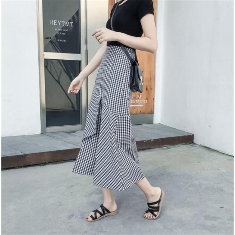 ロング スカート チェック柄 韓国 オルチャン ストリート スリット フリル きれいめ かわいい 原宿系 K Pop ガーリー ボトムス Sk 9 メール便ok Sk 9 Joyboxストリートショップ 通販 Yahoo ショッピング