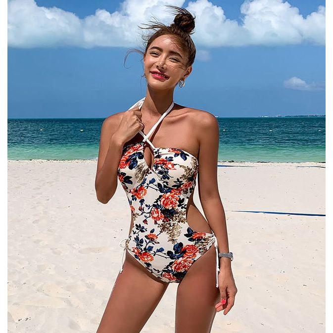 モノキニ 水着 ワンピース 花柄 韓国 オルチャン ストリート K Pop 原宿系 可愛い きれいめ ホルターネック Sw 170 メール便ok Sw 170 Joyboxストリートショップ 通販 Yahoo ショッピング