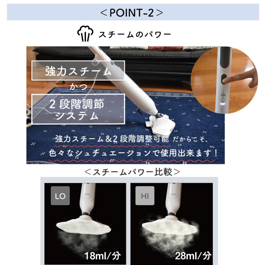 スチームクリーナー スチームモップ  Kocokara  掃除機 スチーム 専用パット2枚セットプレゼント 床 フローリング カーペット掃除用品 スチーム モップ スチーム｜joyshop｜10