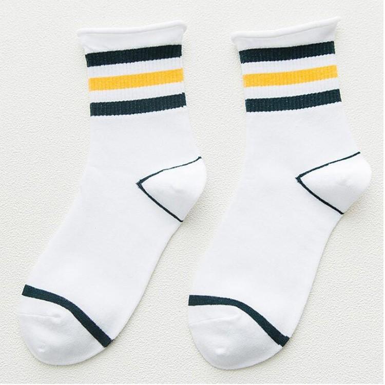 靴下 レディース ソックス クルーソックス リブ レギュラー ミドル丈 ロールアップ 綿 スニーカーソックス かわいい 縞模様 女性用 白 ホワイト 22 24cm Fs Df571 Joystyle 通販 Yahoo ショッピング