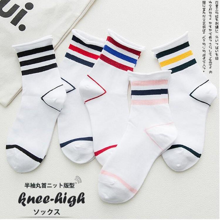 靴下 レディース ソックス クルーソックス リブ レギュラー ミドル丈 ロールアップ 綿 スニーカーソックス かわいい 縞模様 女性用 白 ホワイト 22 24cm Fs Df571 Joystyle 通販 Yahoo ショッピング