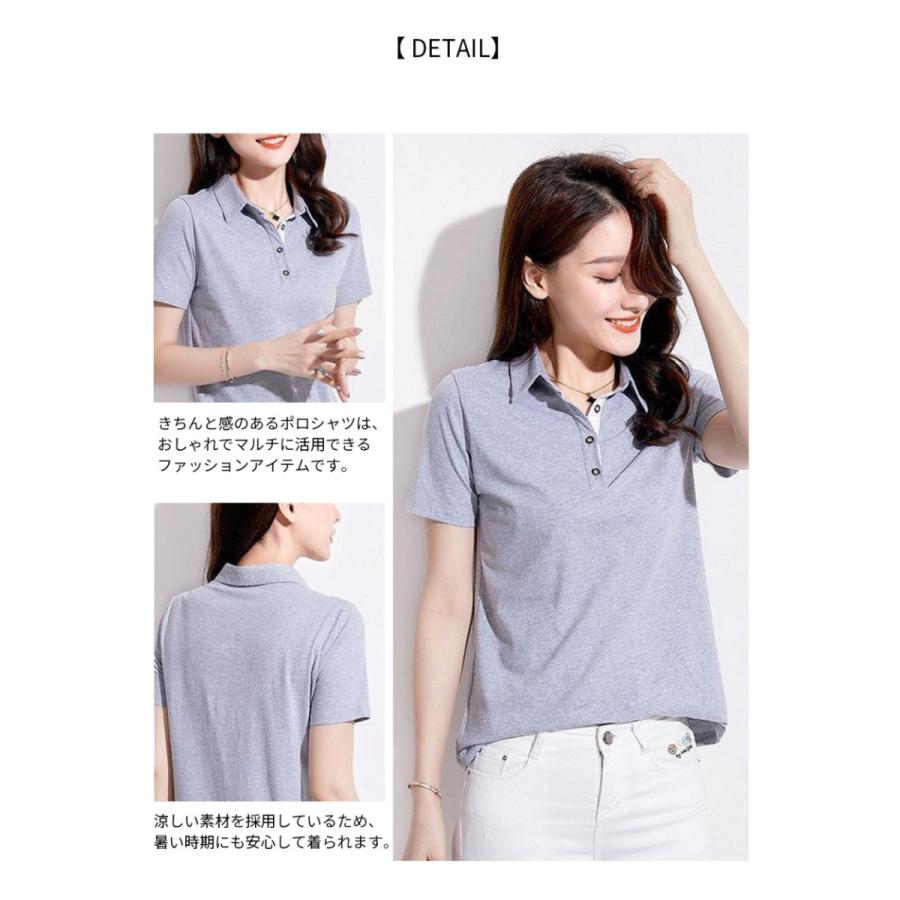 ポロシャツ レディース 半袖 トップス 春 夏 Tシャツ スリット 大きいサイズ カジュアル 無地 シンプル おしゃれ 涼しい Fs Lf41 Joystyle 通販 Yahoo ショッピング