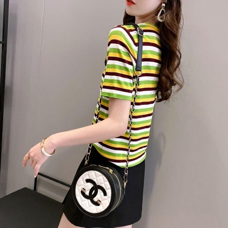 Tシャツ レディース 半袖 カットソー 春 夏 ボーダー トップス マルチボーダー トリコロール カジュアル 可愛い きれいめ 涼しい Fs Ss95 Joystyle 通販 Yahoo ショッピング