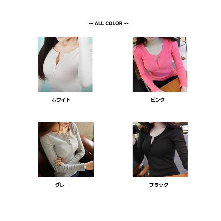 Tシャツ 長袖 レディース ヘンリーネック カットソー リブニット 春 秋 冬 トップス ロンt タイト スリム ボタン プルオーバー Fs Stpf4 Joystyle 通販 Yahoo ショッピング