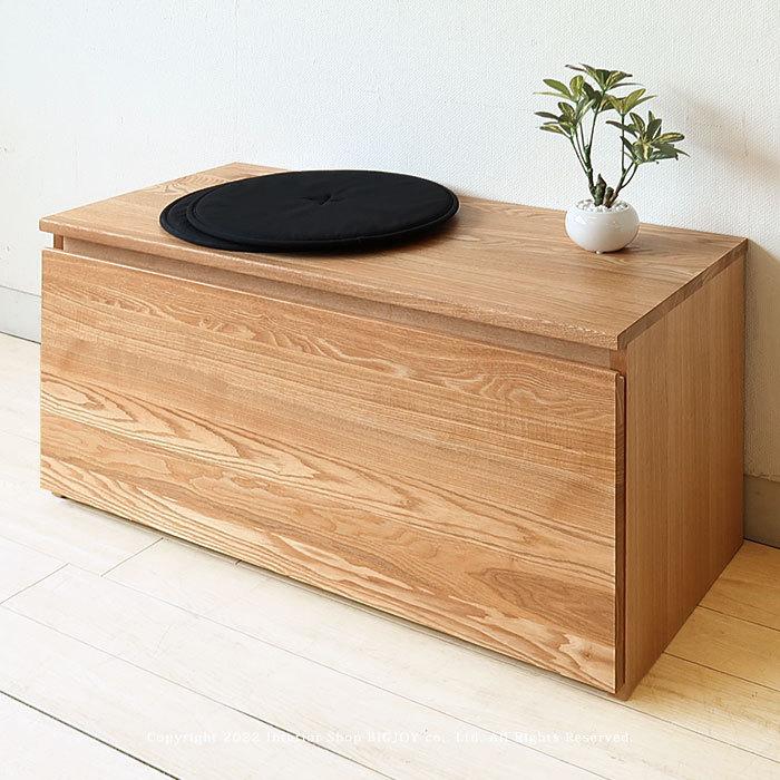 タモ無垢材を使用したコンパクトなベンチ新品 ドロワーベンチ ベンチチェア 収納ベンチ タモ材 タモ無垢材 子供用の