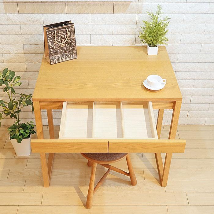アウトレット展示品処分 IKASAS イカサ TOKI デスク 木製デスク コンパクトデスク 拡張天板付き 幅80cm 引き出し付き オーク材 奥行60cm（※チェア別売）