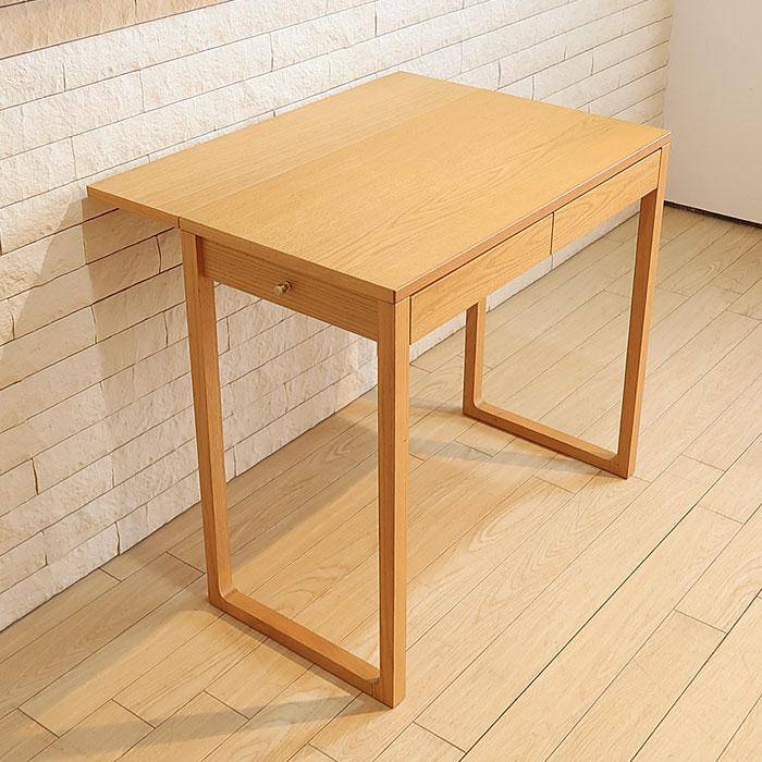 アウトレット展示品処分 IKASAS イカサ TOKI デスク 木製デスク コンパクトデスク 拡張天板付き 幅80cm 引き出し付き オーク材 奥行60cm（※チェア別売）