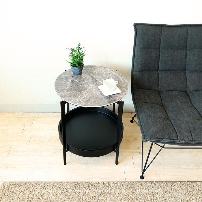 サイドテーブル 大理石風のセラミック天板 ソファサイドテーブル