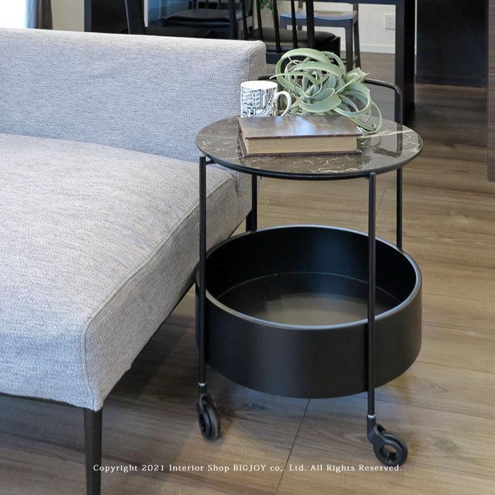 サイドテーブル ワゴンテーブル ナイトテーブル スチール ブラック