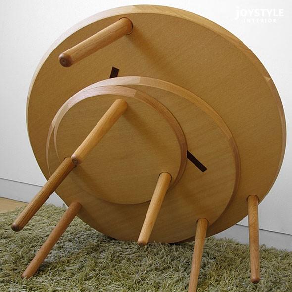 ローテーブル 丸テーブル 幅90cm〜幅160cm ホワイトオーク材 木製 円形で丸いセンターテーブル 伸長機能付きリビングテーブル 90-3枚テーブル 