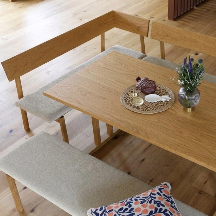 ダイニングソファ ダイニングコーナーソファ 右コーナー 左コーナー 幅120cm 125cm 130cm 135cm 受注生産商品 開梱設置配送 オーク材 無垢材 ブラック グレー