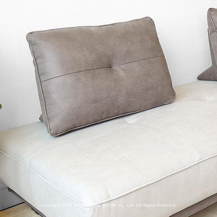 【メール便】 3人掛けソファ 3Pソファ 幅183cm デイベッドスタイル フラットソファ 開梱設置配送 レザーのような質感 ヨーロピアンスタイル 置きクッション2個付き 【ZY3043867534】(107954円)