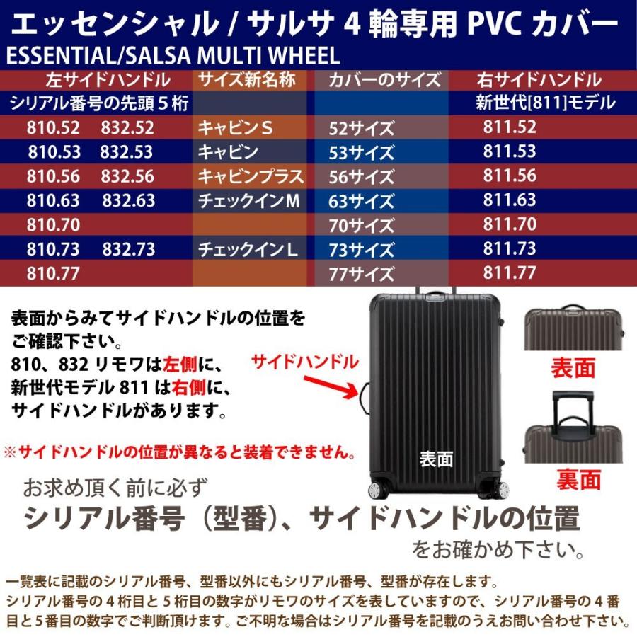 リモワ[RIMOWA] エッセンシャル832/サルサ810用スーツケースカバー マルチホイール（4輪）に使える透明ビニール製保護カバー サイドハンドル左用｜joytrade｜14