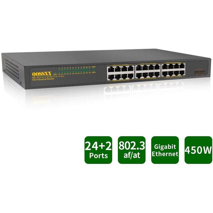 春新作の による26ポート 1000m Poeスイッチ イーサネット 450w 24 Poeポート 2 Stp Osx Poegiga24