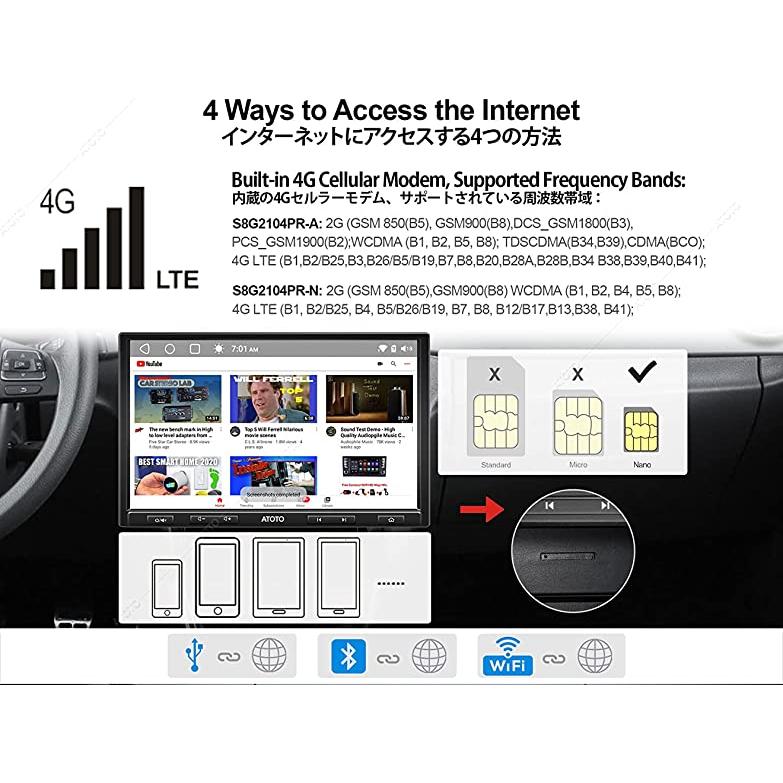 ATOTO DAH10D QLED S8 Pro S8G2104PR-A ダブルディンAndriodカーステレオレシーバー aptX HD付きデュアルBluetooth USBテザリングATO-S8G2104PR-A｜jp-buy｜02