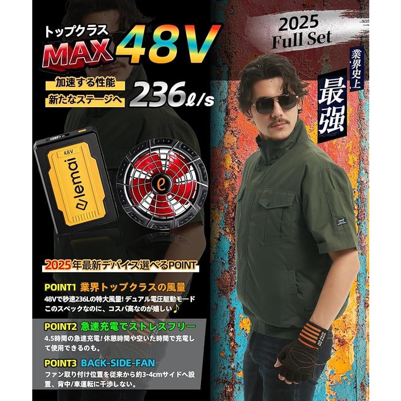 elemai 空調服 ファン＆バッテリーセット Amazon.co.jp: フアン付き作業服対応 30000mAh 業界超高電圧出力