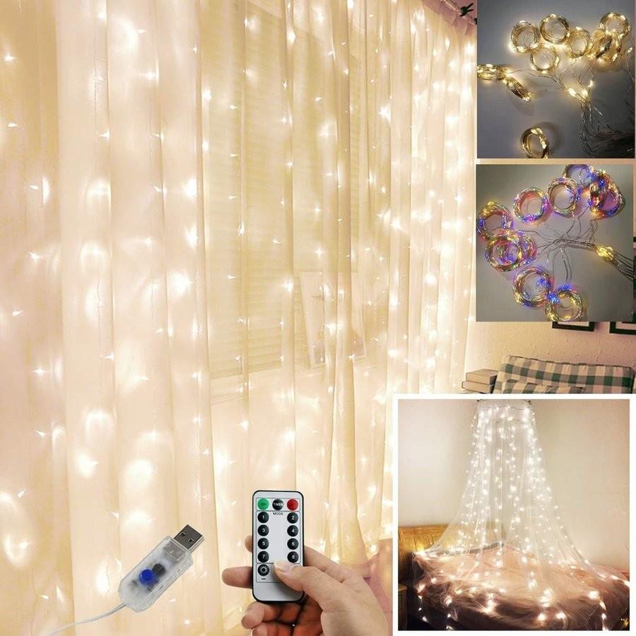 イルミネーション LEDライト カーテンライト 室内用 LED300球 3m USB式 