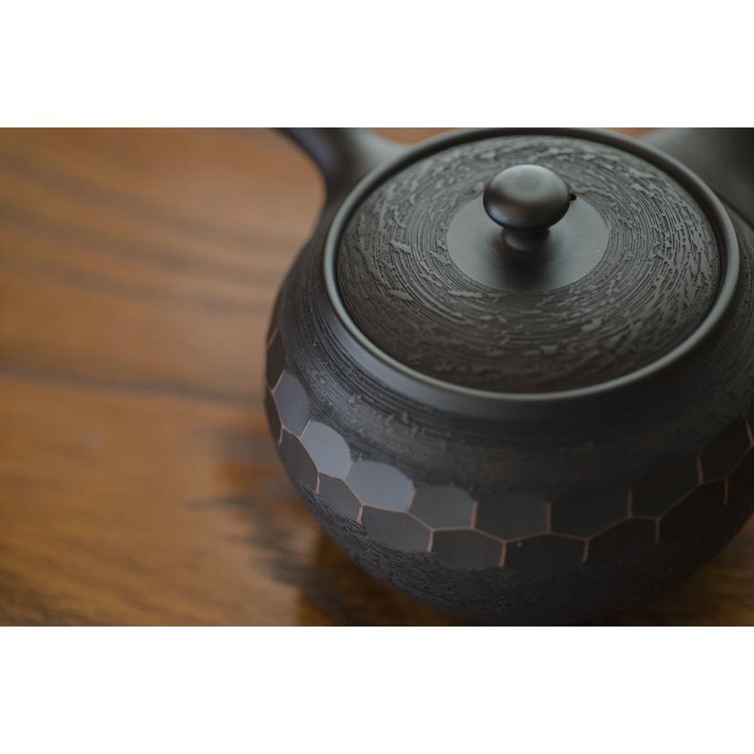 急須 常滑焼 宝龍 黒 420cc ブラック とこなめ焼 帯網 : お茶旅 木村園