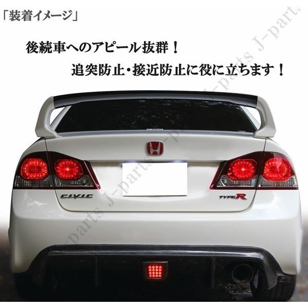 汎用 リフレクター バックフォグ ブレーキランプ ストロボ 四角 角型