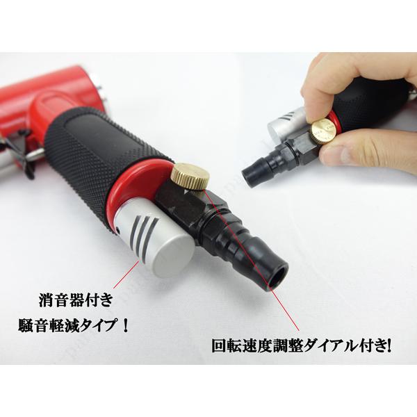 小型 エアーポリッシャー コンパクトサイズ 回転調整 ダブルアクション機能 スポンジ２枚 交換用マジック 細かい部分の磨き｜jparts｜06