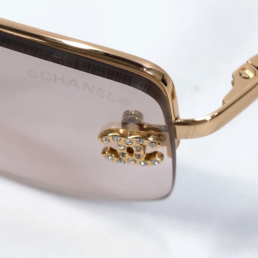 濃いピンク系統 CHANEL シャネル サングラス ブラウン スワロスキー