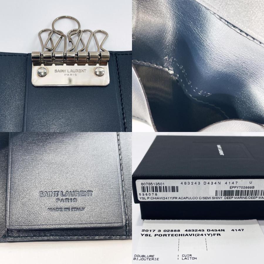 SAINT LAURENT PARIS キーケース SAINT LAURENT パリ スリム キーケース（グレイン・ド・プードル