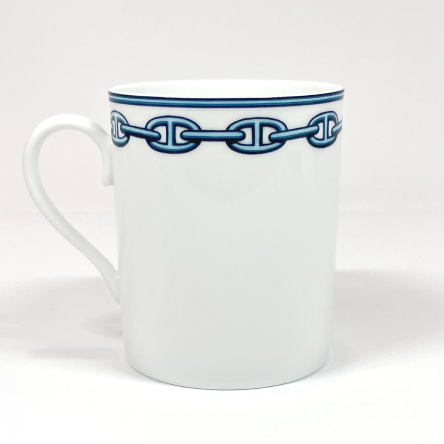 エルメス HERMES マグカップ ティーカップ コップ シェーヌダンクル 陶器 ブルー ホワイト|jpbrands|03