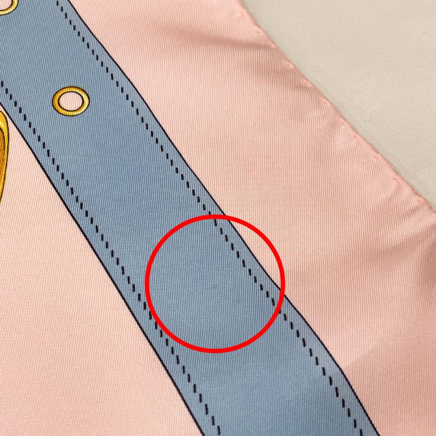 CELINE（セリーヌ） スカーフ シルク100％ ピンク ブルー ベルト : JP