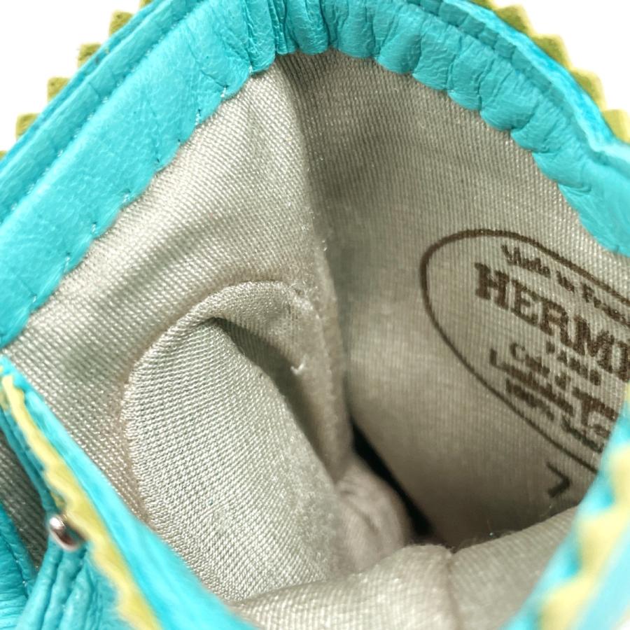 エルメス HERMES 手袋 グローブ ドロップステッチ アクア