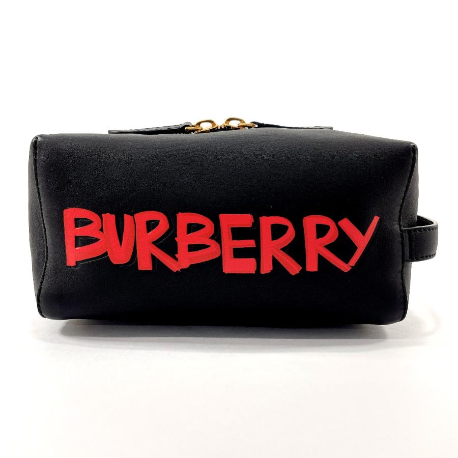 BURBERRY ポーチ レザー ブラック ホースロゴ BURBERRY（バーバリー） ポーチ グラフィティプリントポーチ