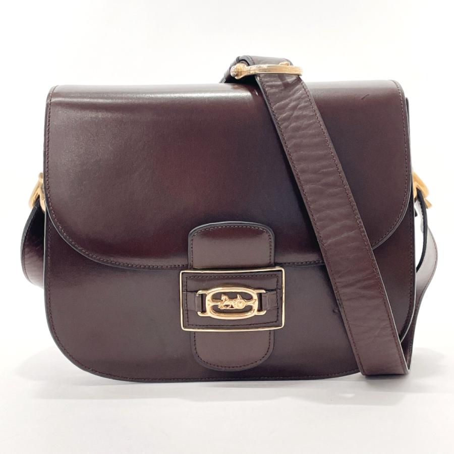 CELINE（セリーヌ） ショルダーバッグ 馬車金具 レザー ダークブラウン