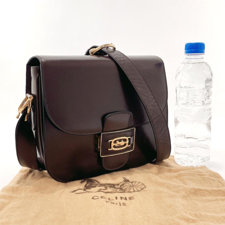 CELINE（セリーヌ） ショルダーバッグ 馬車金具 レザー ダークブラウン
