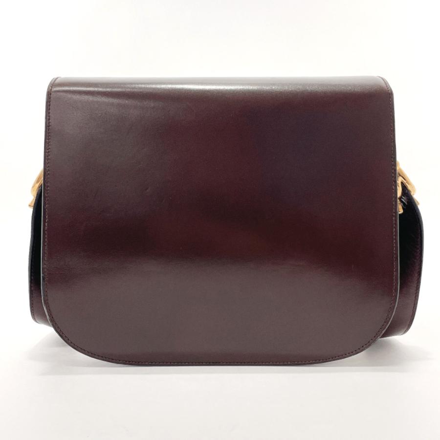 【美品】セリーヌ ショルダーバッグ レザー 馬車金具 ダークブラウン CELINE（セリーヌ） ショルダーバッグ 馬車金具 レザー ダークブラウン