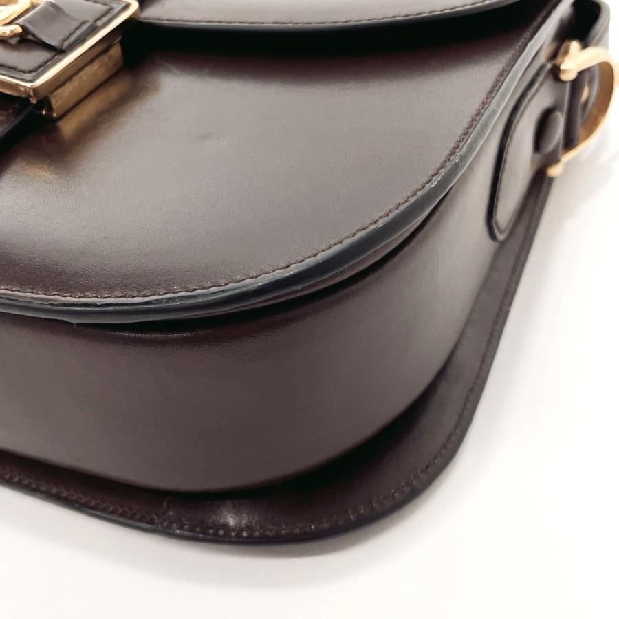 CELINE（セリーヌ） ショルダーバッグ 馬車金具 レザー ダークブラウン