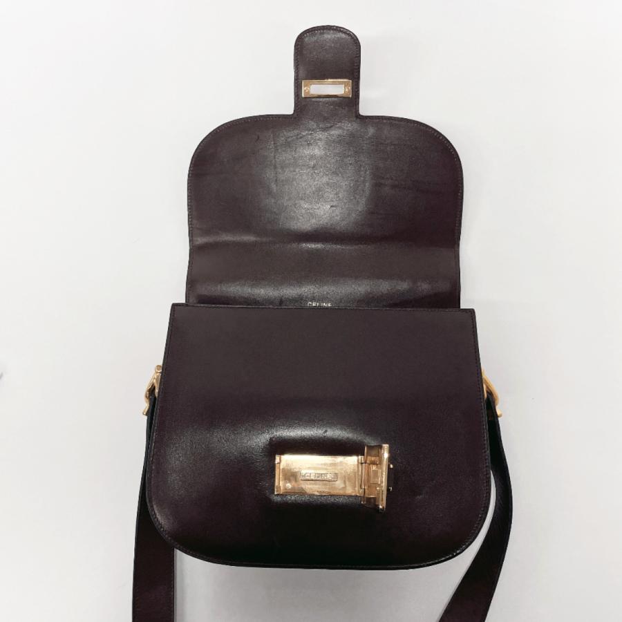 CELINE（セリーヌ） ショルダーバッグ 馬車金具 レザー ダークブラウン