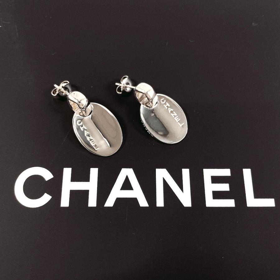 シャネル CHANEL ピアス オーバル ロゴプレート シルバー925 アクセサリー ヴィンテージ 新品仕上げ済み｜jpbrands｜02