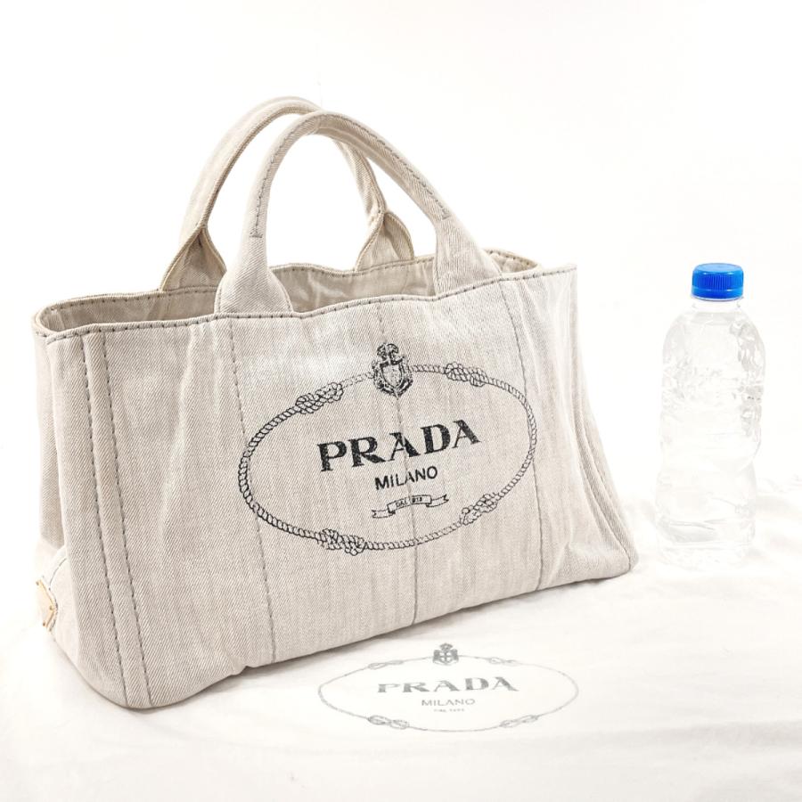 PRADA（プラダ） トートバッグ ハンドバッグ カナパ M デニム グレー